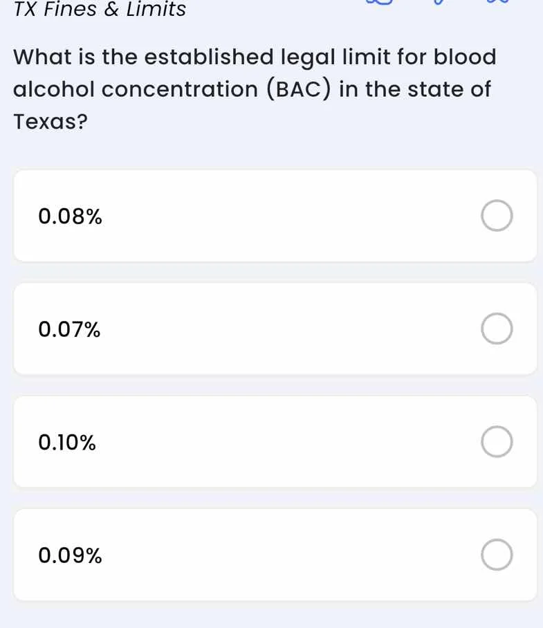 tx fines & limits what is the established legal limit for blood alcohol…