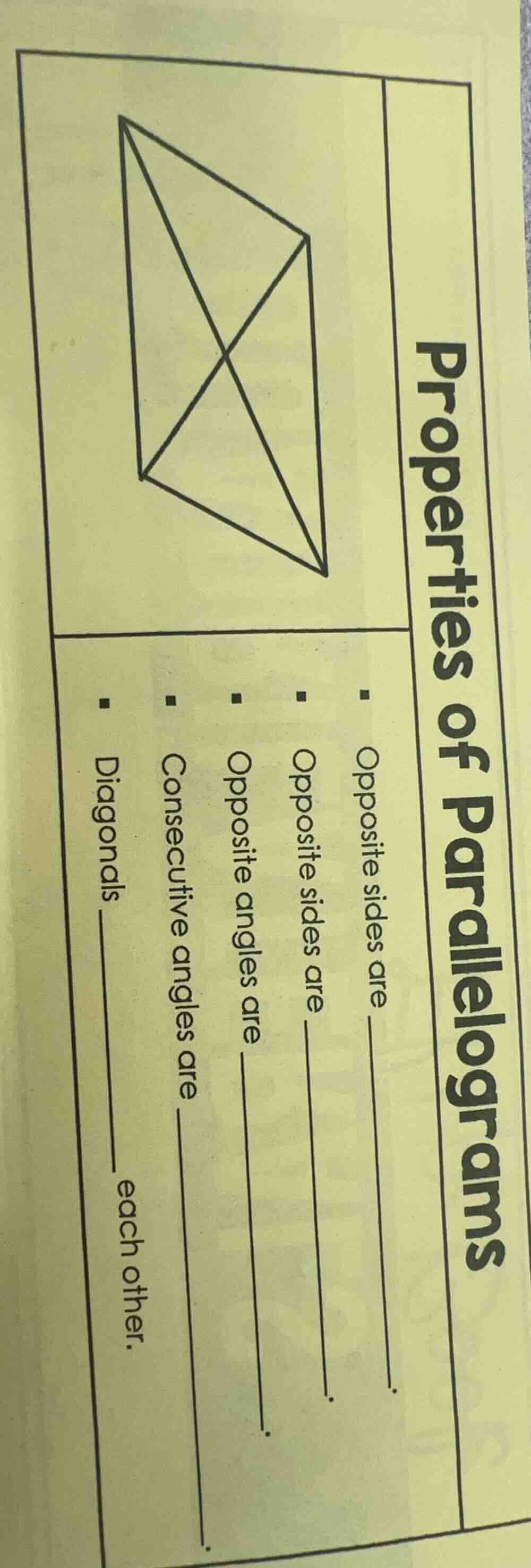properties of parallelograms - opposite sides are ______. - opposite si…