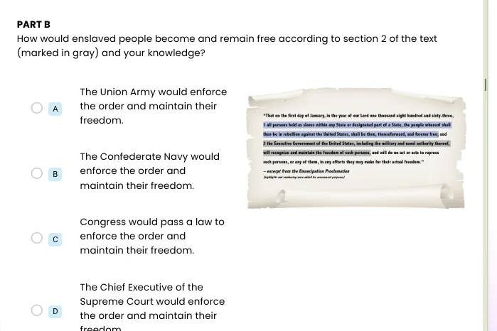 part b how would enslaved people become and remain free according to se…