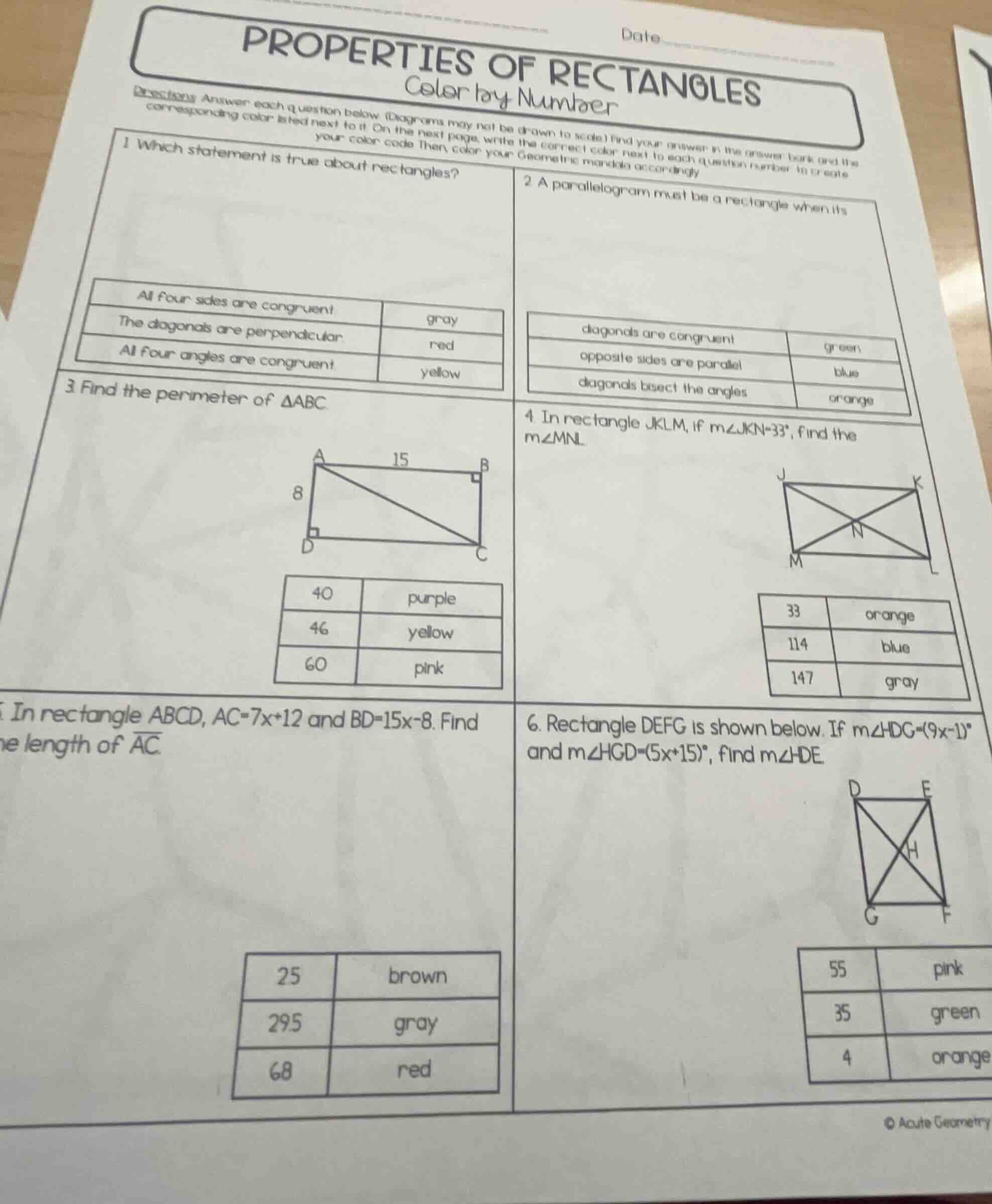 properties of rectangles color by number date directions: answer each q…