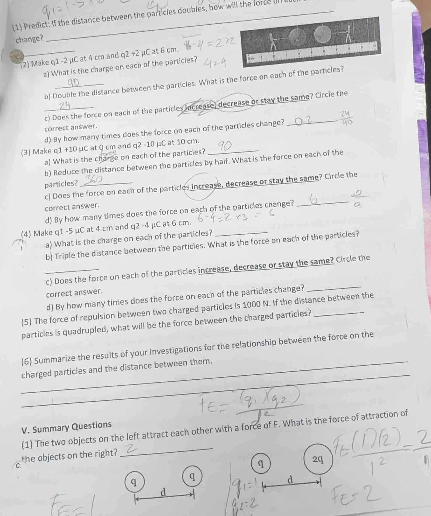 (1) predict: if the distance between the particles doubles, how will th…