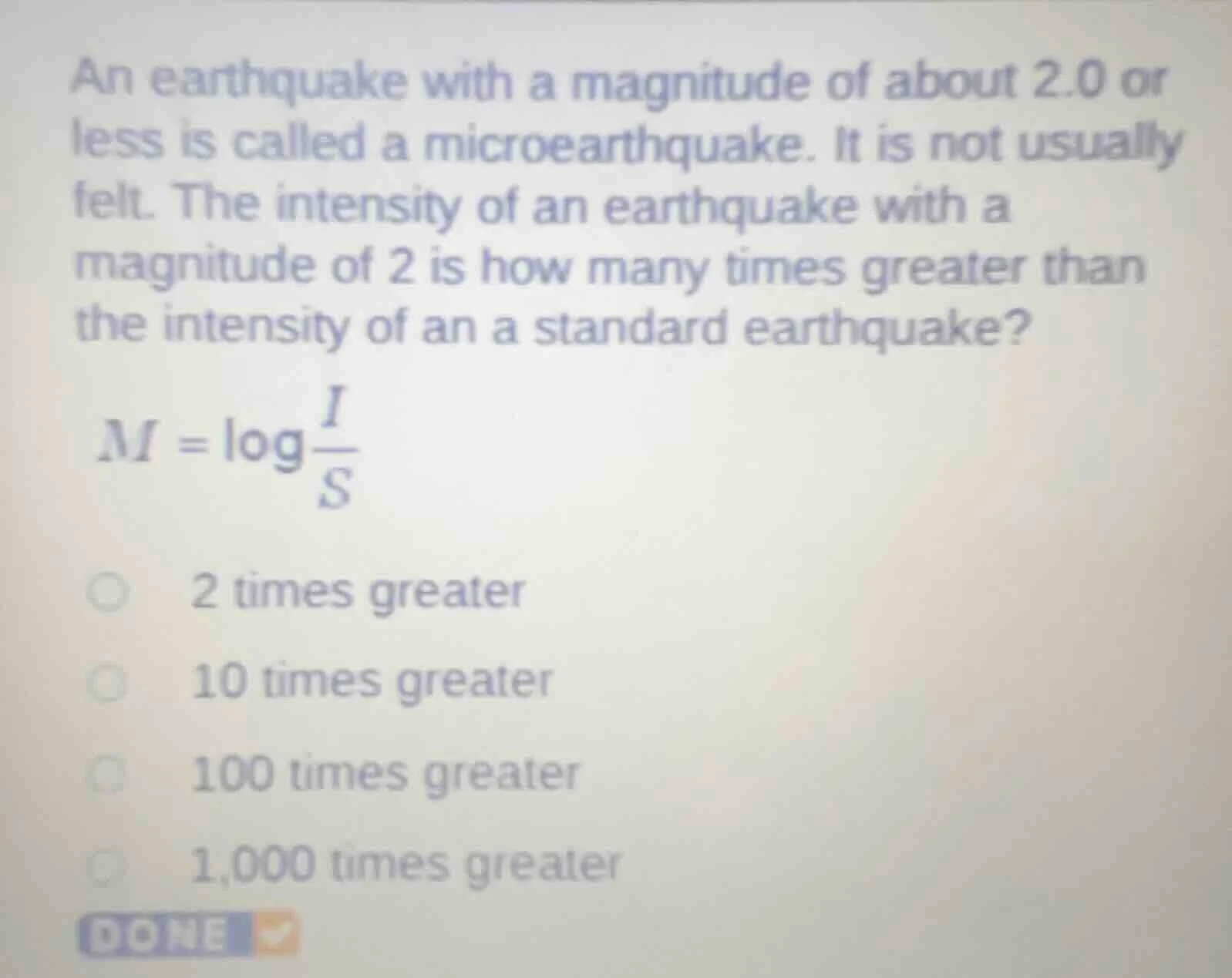 an earthquake with a magnitude of about 2.0 or less is called a microea…