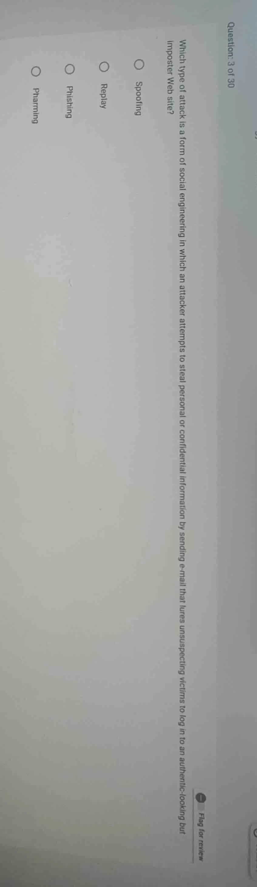 question: 3 of 30 which type of attack is a form of social engineering …