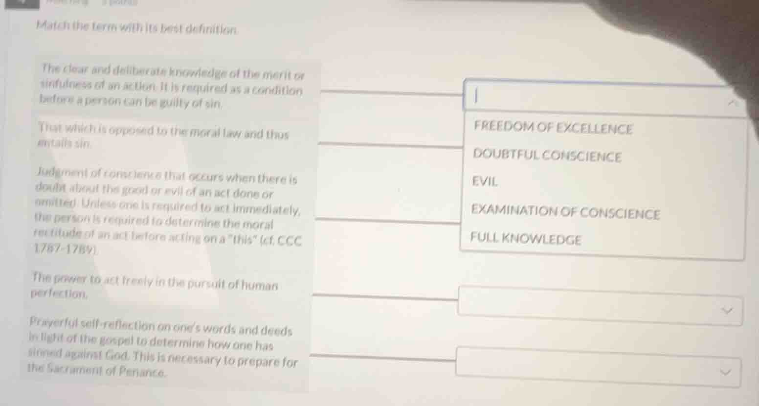 match the term with its best definition. the clear and deliberate knowl…
