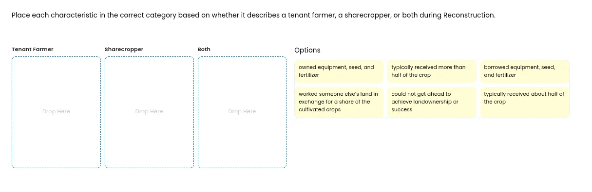 place each characteristic in the correct category based on whether it d…