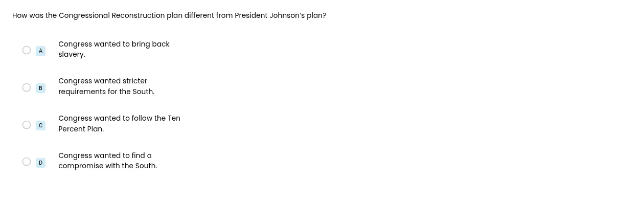 how was the congressional reconstruction plan different from president …