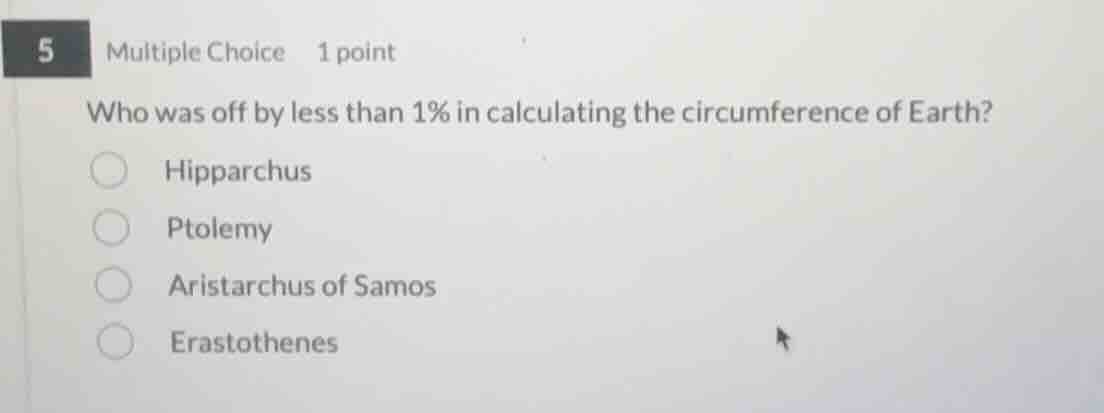 5 multiple choice 1 point who was off by less than 1% in calculating th…