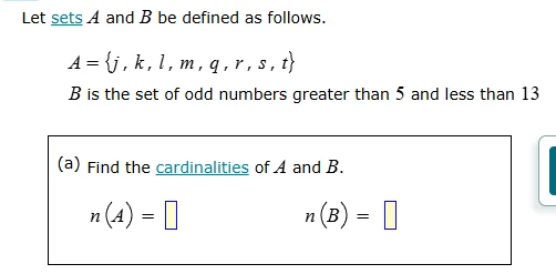let sets a and b be defined as follows.\\( a = \\{j, k, l, m, q, r, s, …