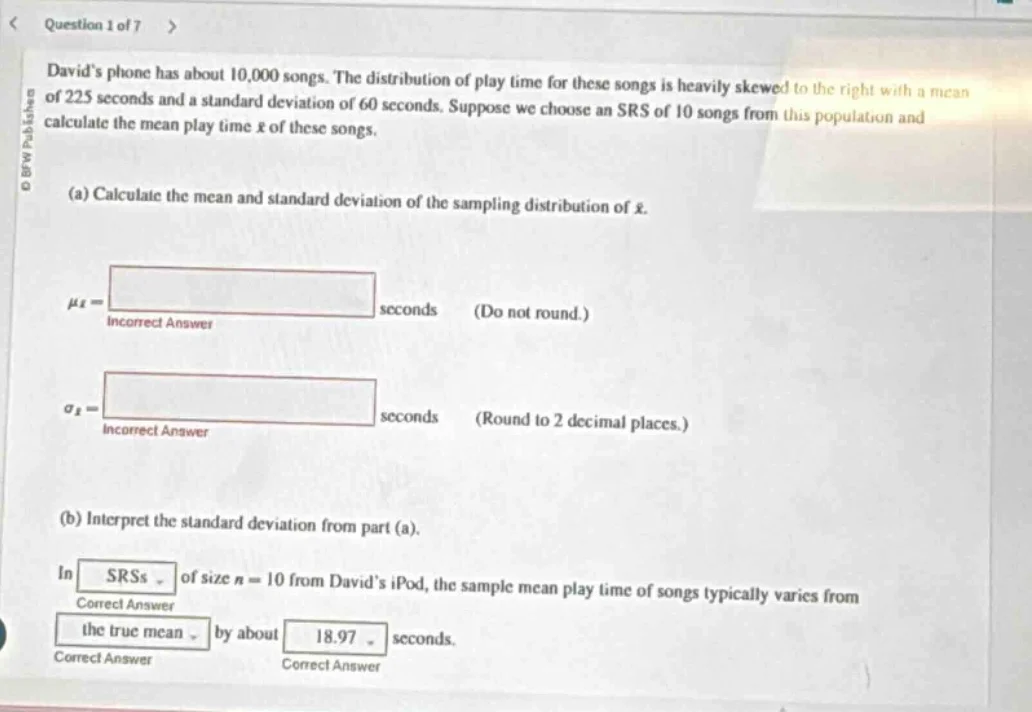 question 1 of 7 david’s phone has about 10,000 songs. the distribution …