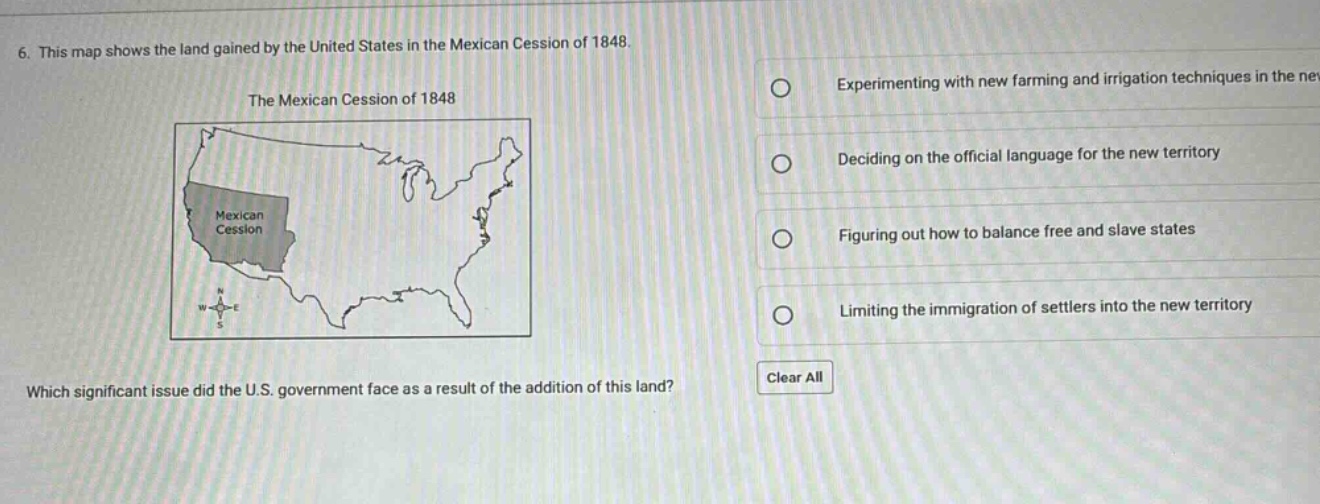 6. this map shows the land gained by the united states in the mexican c…