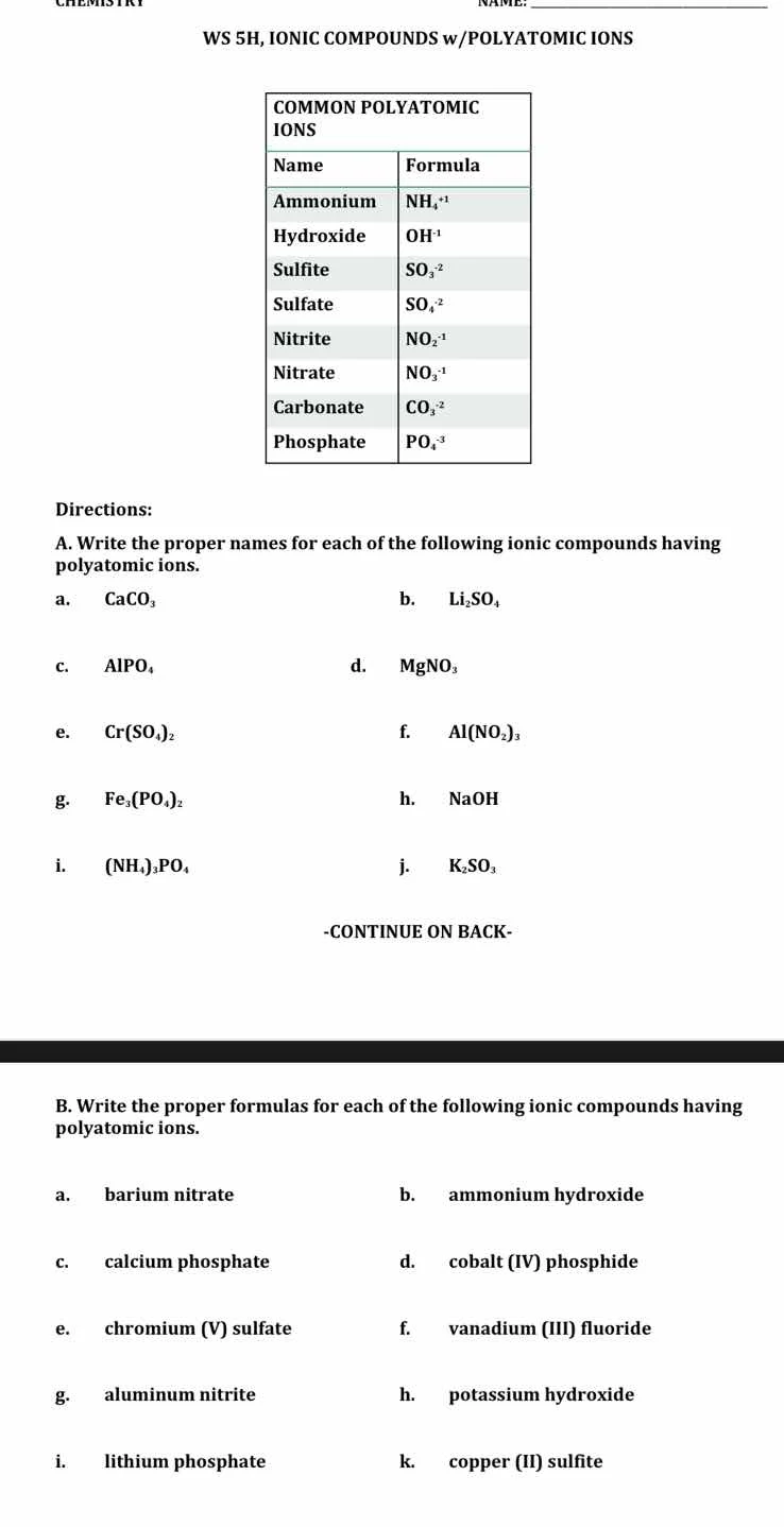 ws 5h, ionic compounds w/polyatomic ions common polyatomic ions name\tf…