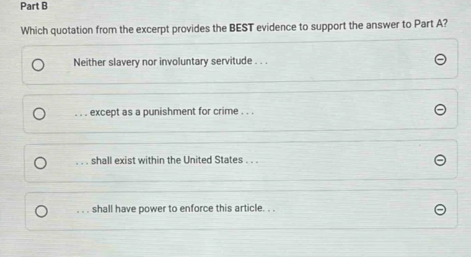 part b which quotation from the excerpt provides the best evidence to s…