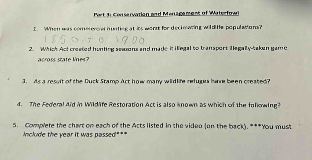 part 3: conservation and management of waterfowl 1. when was commercial…