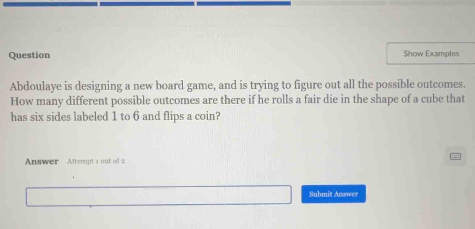 question abdoulaye is designing a new board game, and is trying to figu…