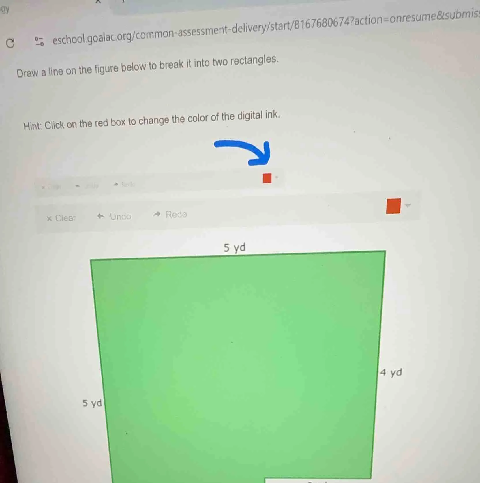 draw a line on the figure below to break it into two rectangles. hint: …