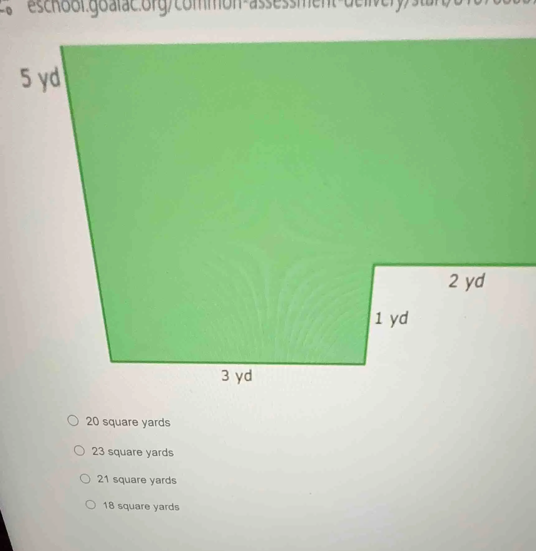 5 yd 3 yd 1 yd 2 yd 20 square yards 23 square yards 21 square yards 18 …