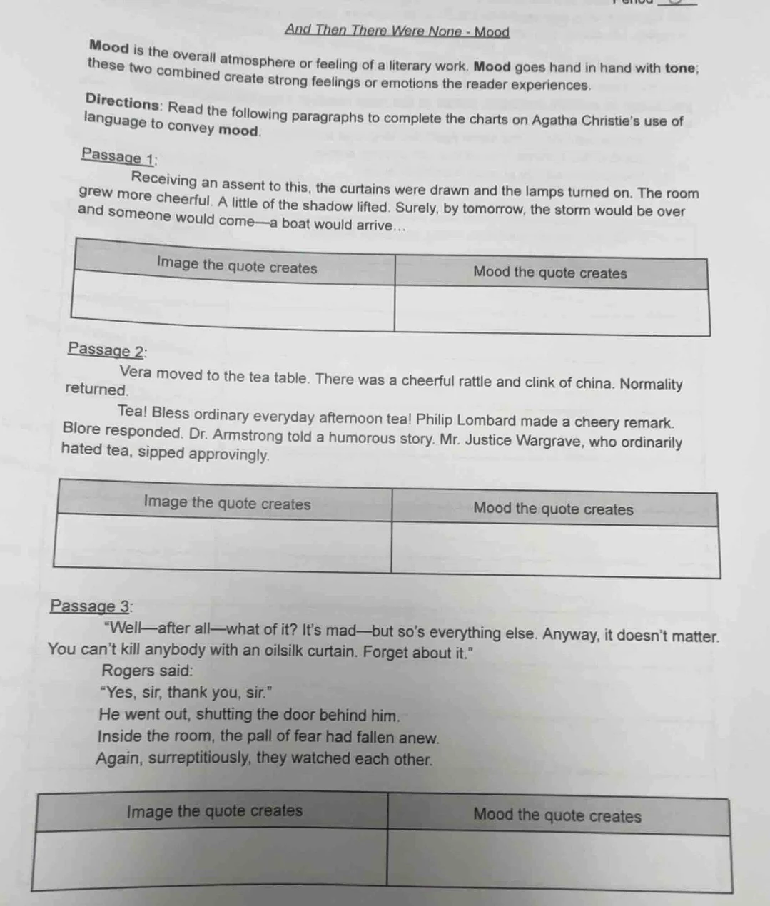 and then there were none - mood mood is the overall atmosphere or feeli…