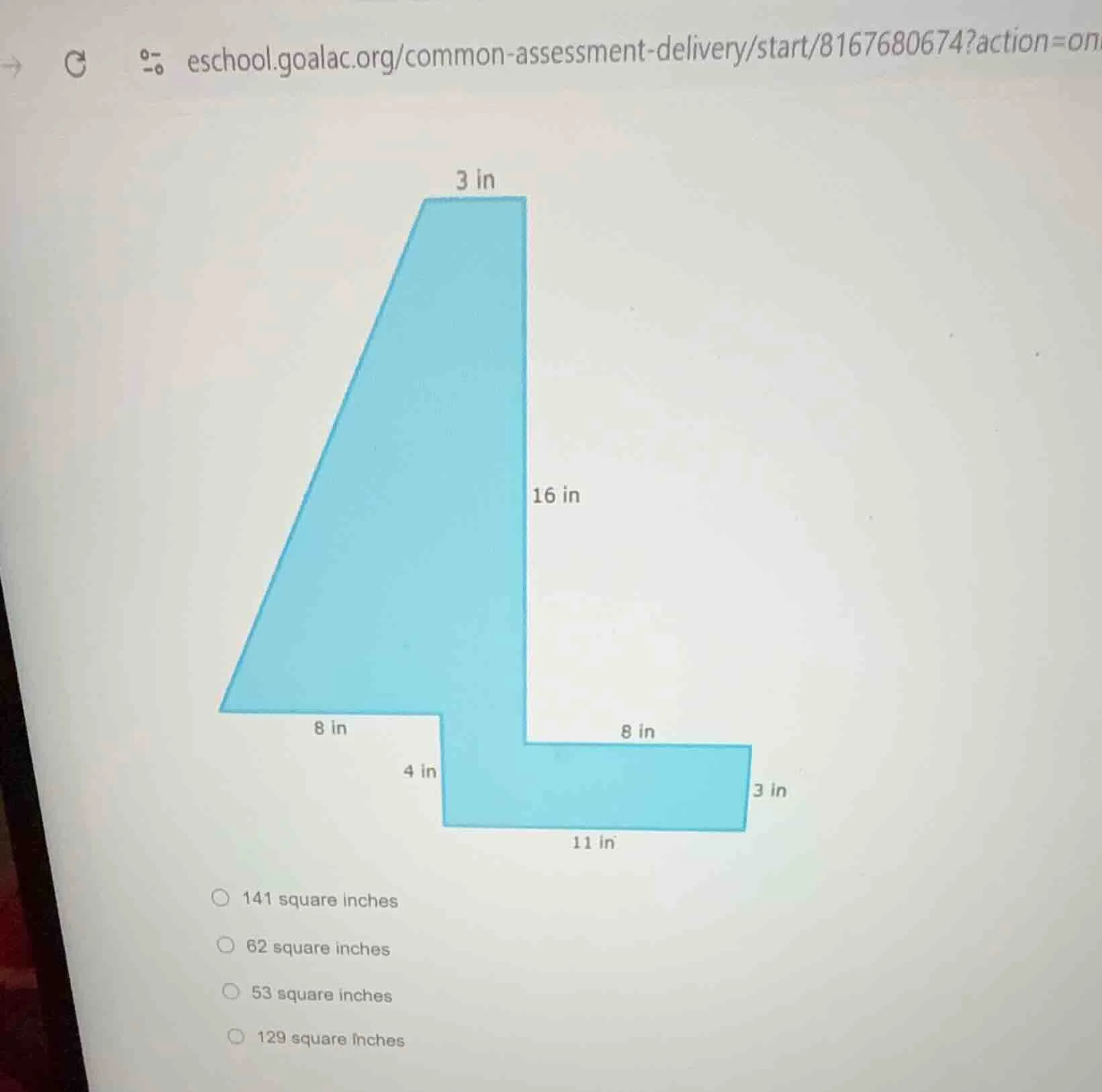 3 in 16 in 8 in 8 in 4 in 3 in 11 in 141 square inches 62 square inches…