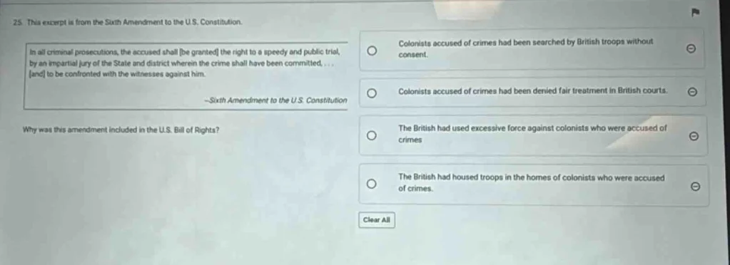 25. this excerpt is from the sixth amendment to the u.s. constitution. …