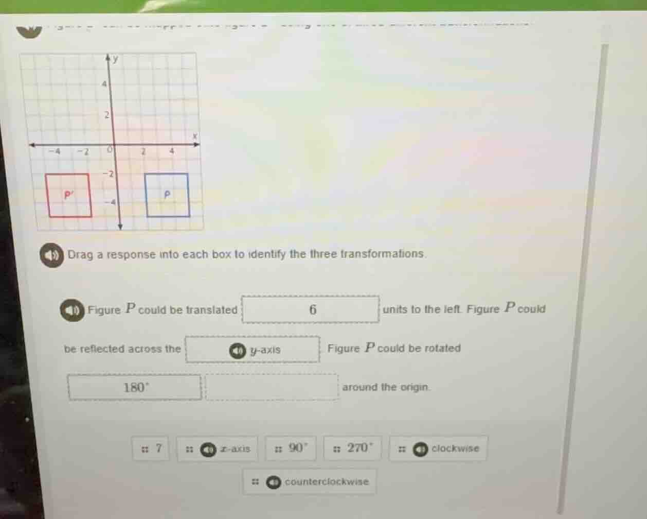 drag a response into each box to identify the three transformations. fi…