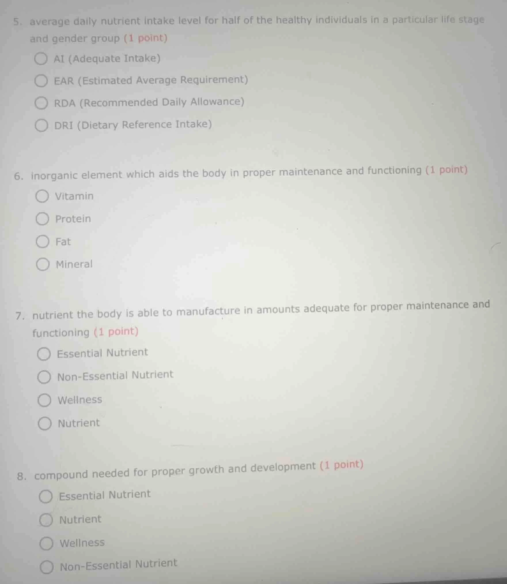 5. average daily nutrient intake level for half of the healthy individu…