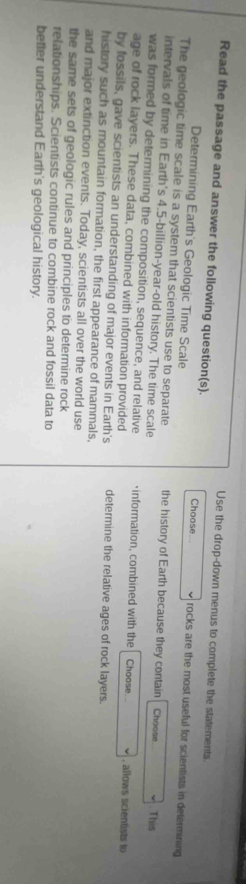 read the passage and answer the following question(s). determining eart…