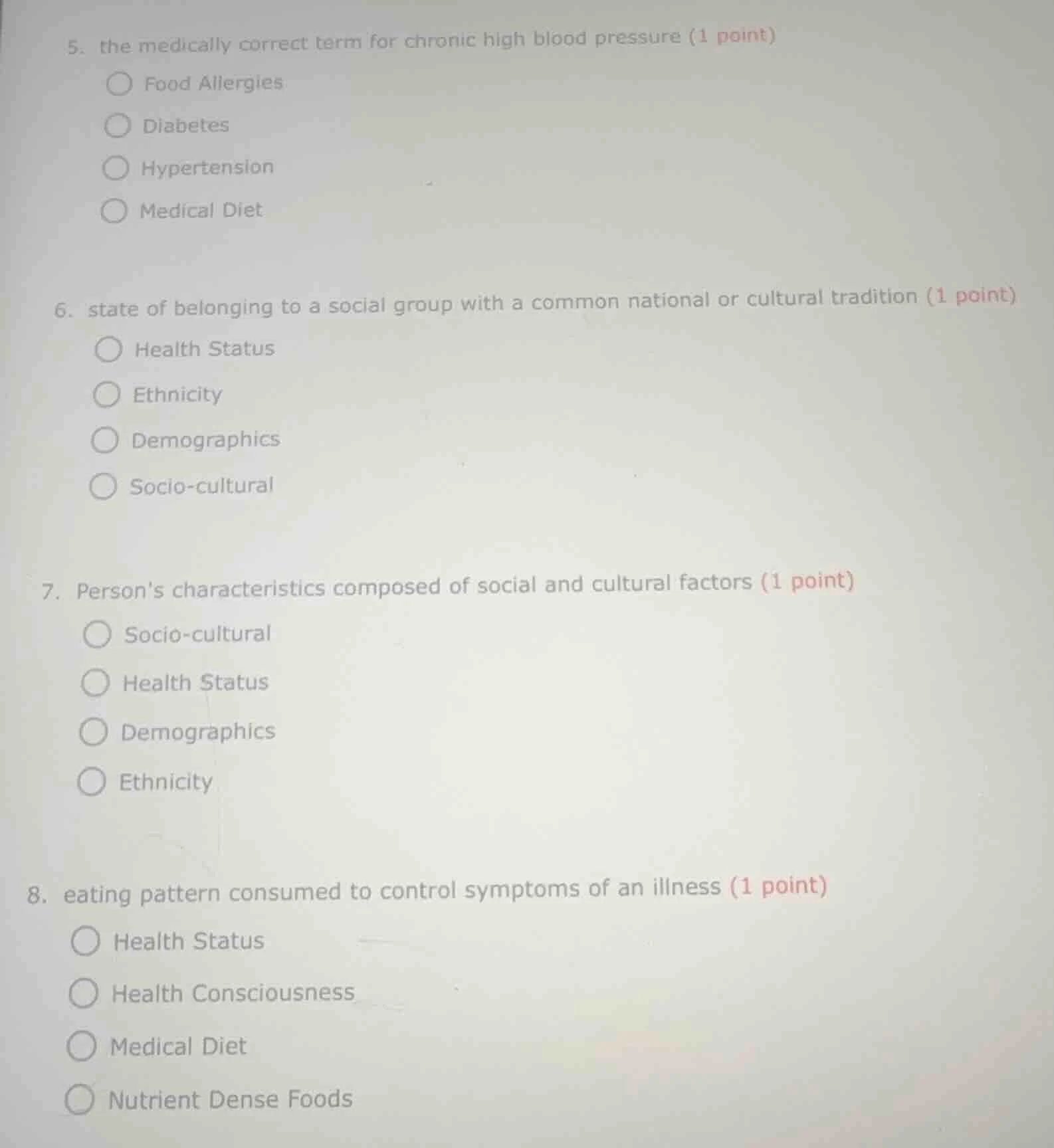 5. the medically correct term for chronic high blood pressure (1 point)…