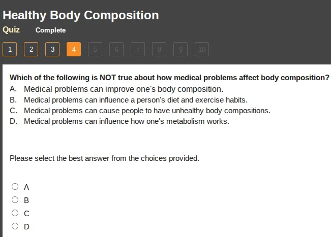 healthy body composition quiz complete 1 2 3 4 5 6 7 8 9 10 which of th…