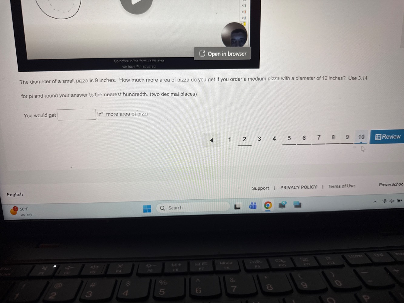 the diameter of a small pizza is 9 inches. how much more area of pizza …