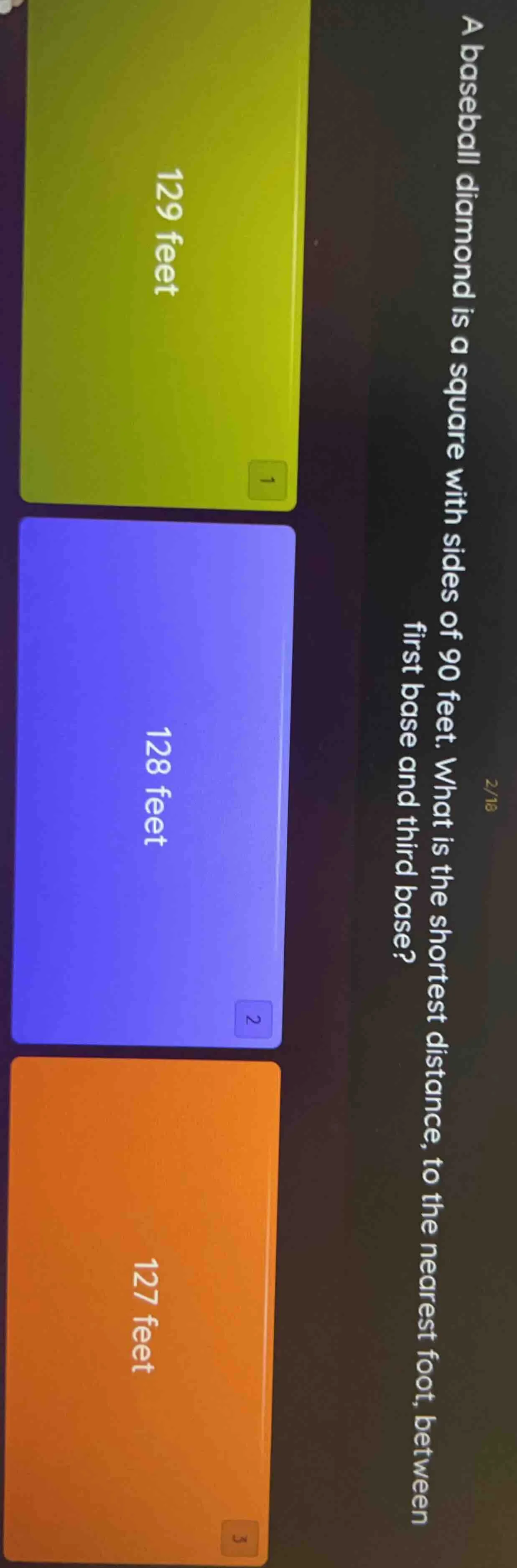 a baseball diamond is a square with sides of 90 feet. what is the short…