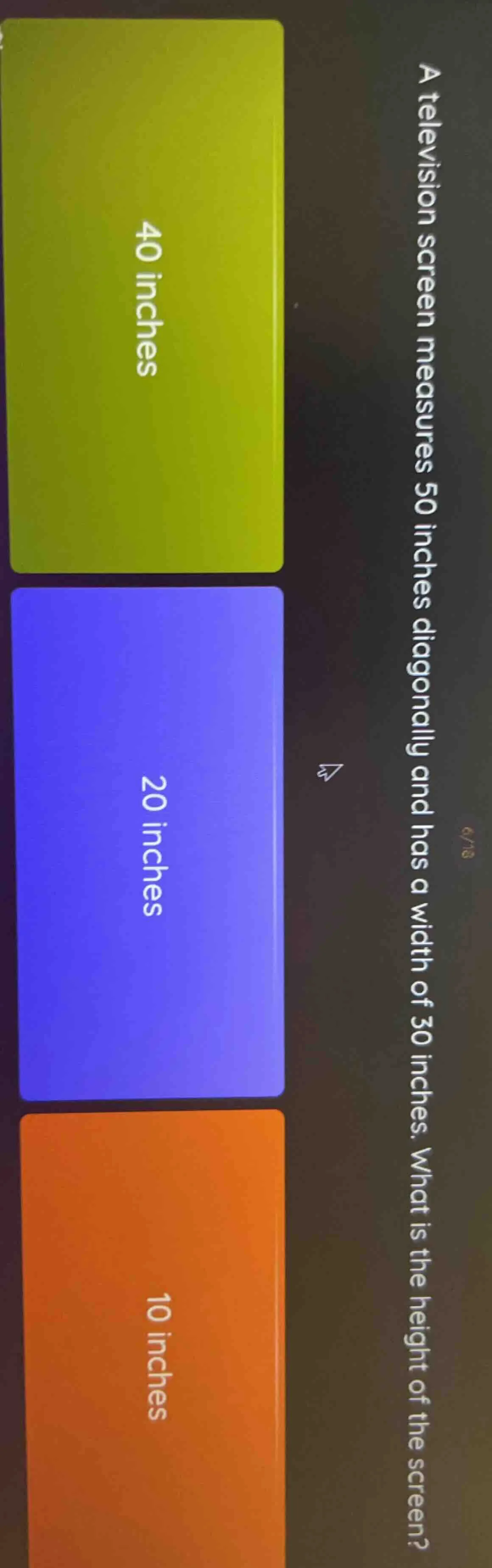 a television screen measures 50 inches diagonally and has a width of 30…