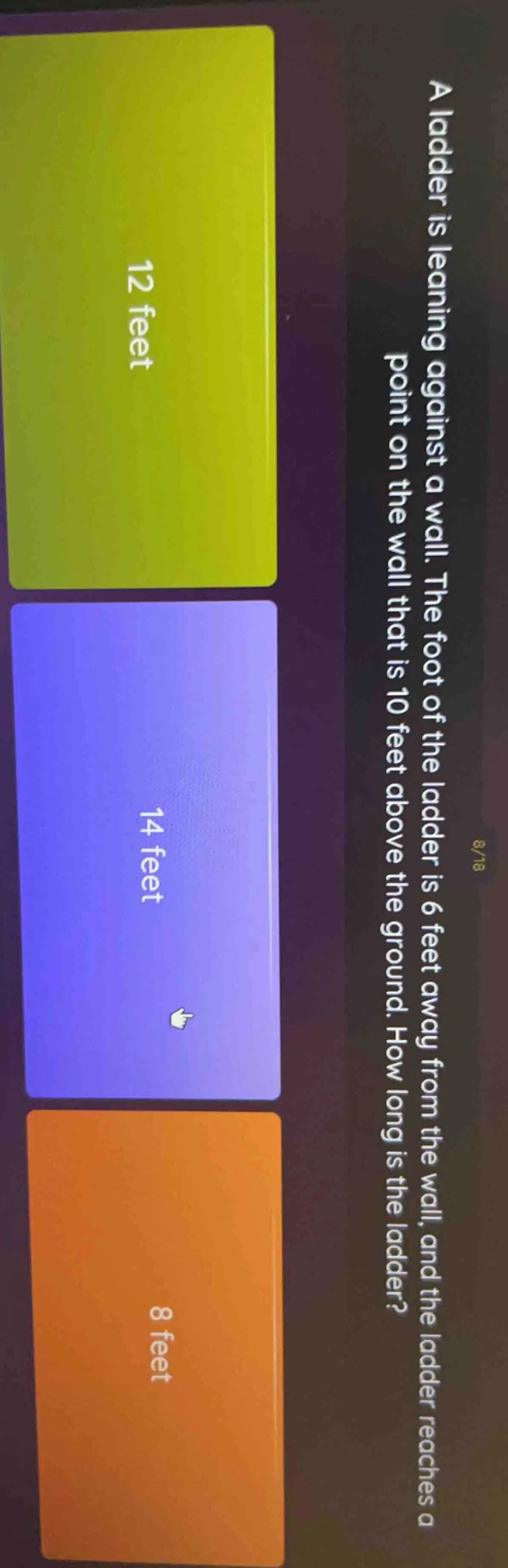 a ladder is leaning against a wall. the foot of the ladder is 6 feet aw…