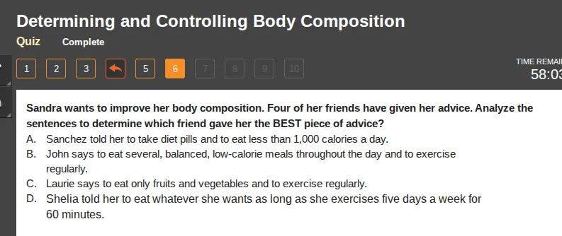 sandra wants to improve her body composition. four of her friends have …