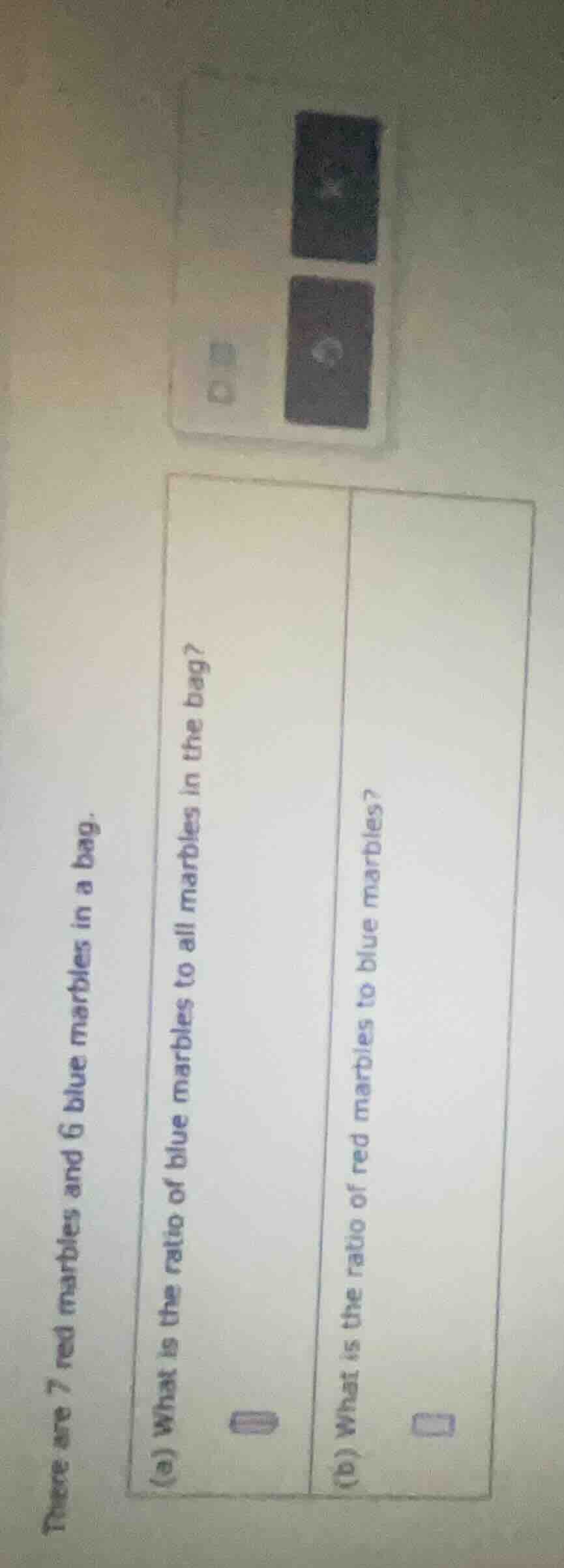 there are 7 red marbles and 6 blue marbles in a bag. (a) what is the ra…