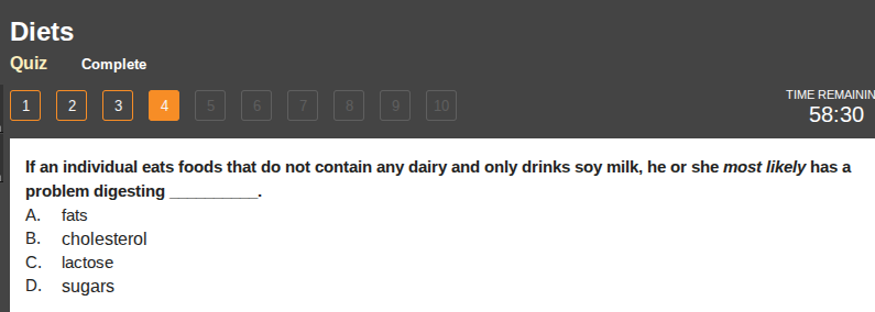 if an individual eats foods that do not contain any dairy and only drin…