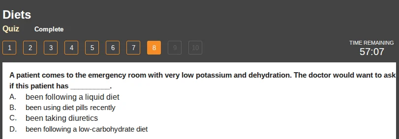 a patient comes to the emergency room with very low potassium and dehyd…