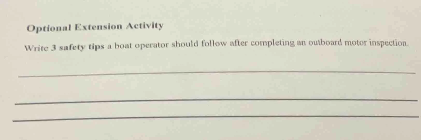 optional extension activity write 3 safety tips a boat operator should …