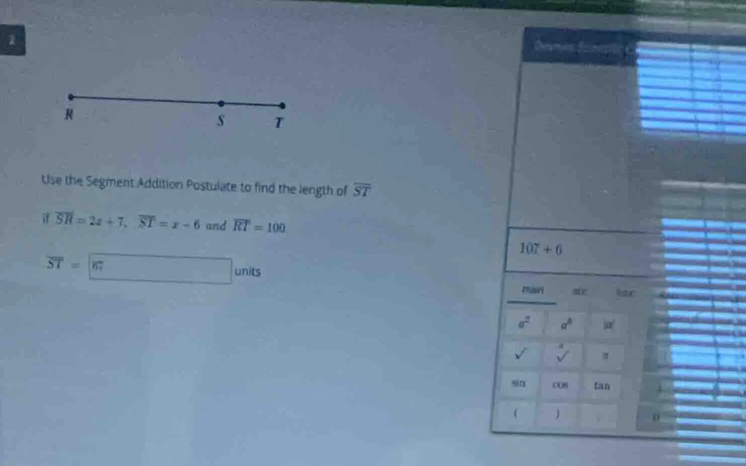use the segment addition postulate to find the length of \\(\\overline{…
