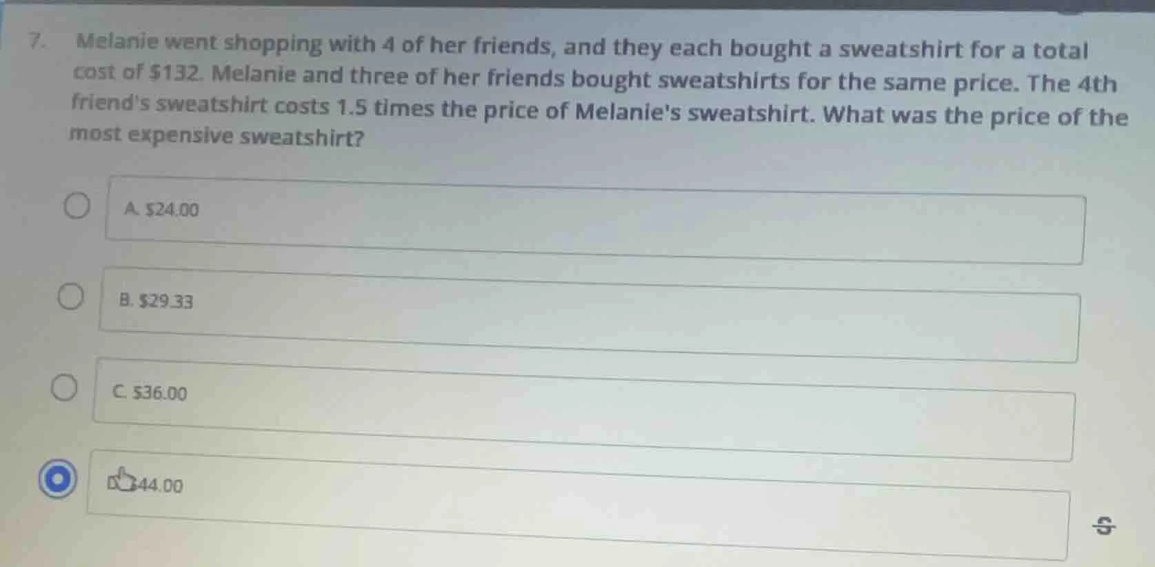 7. melanie went shopping with 4 of her friends, and they each bought a …