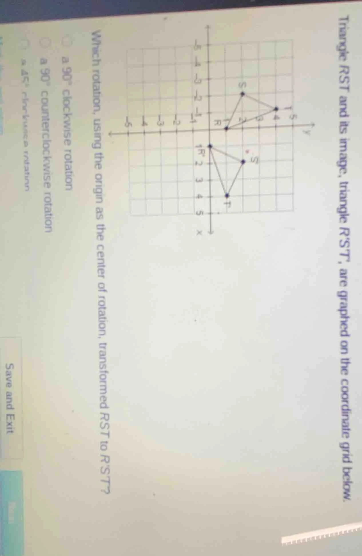 triangle rst and its image, triangle rst, are graphed on the coordinate…