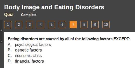 eating disorders are caused by all of the following factors except: a. …