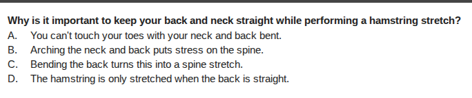 why is it important to keep your back and neck straight while performin…