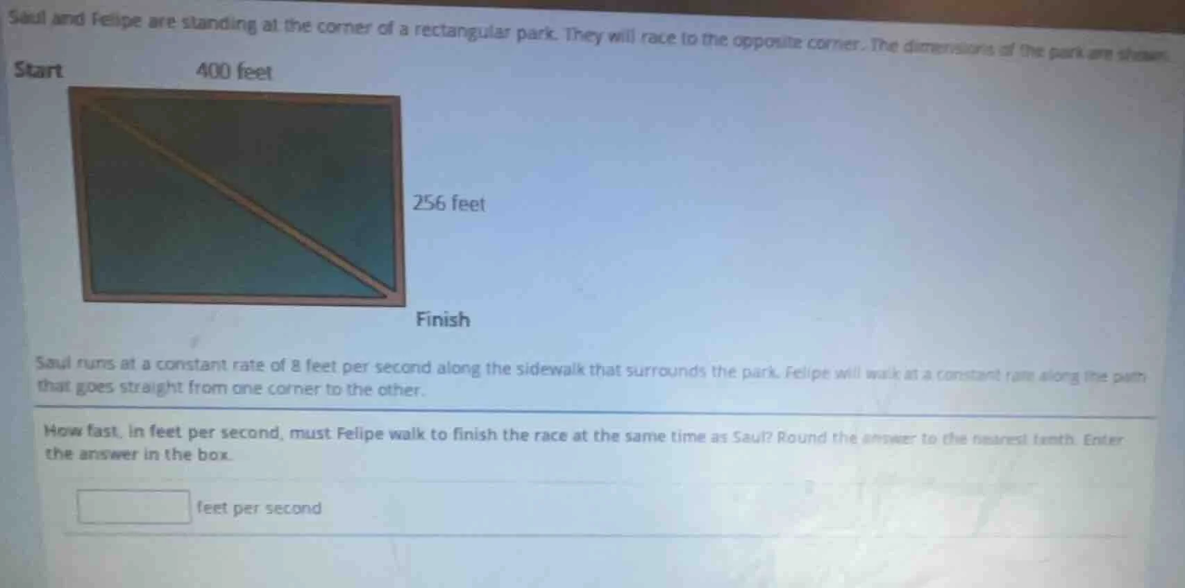 saul and felipe are standing at the corner of a rectangular park. they …