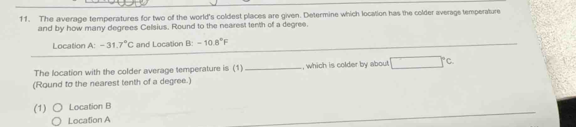11. the average temperatures for two of the worlds coldest places are g…