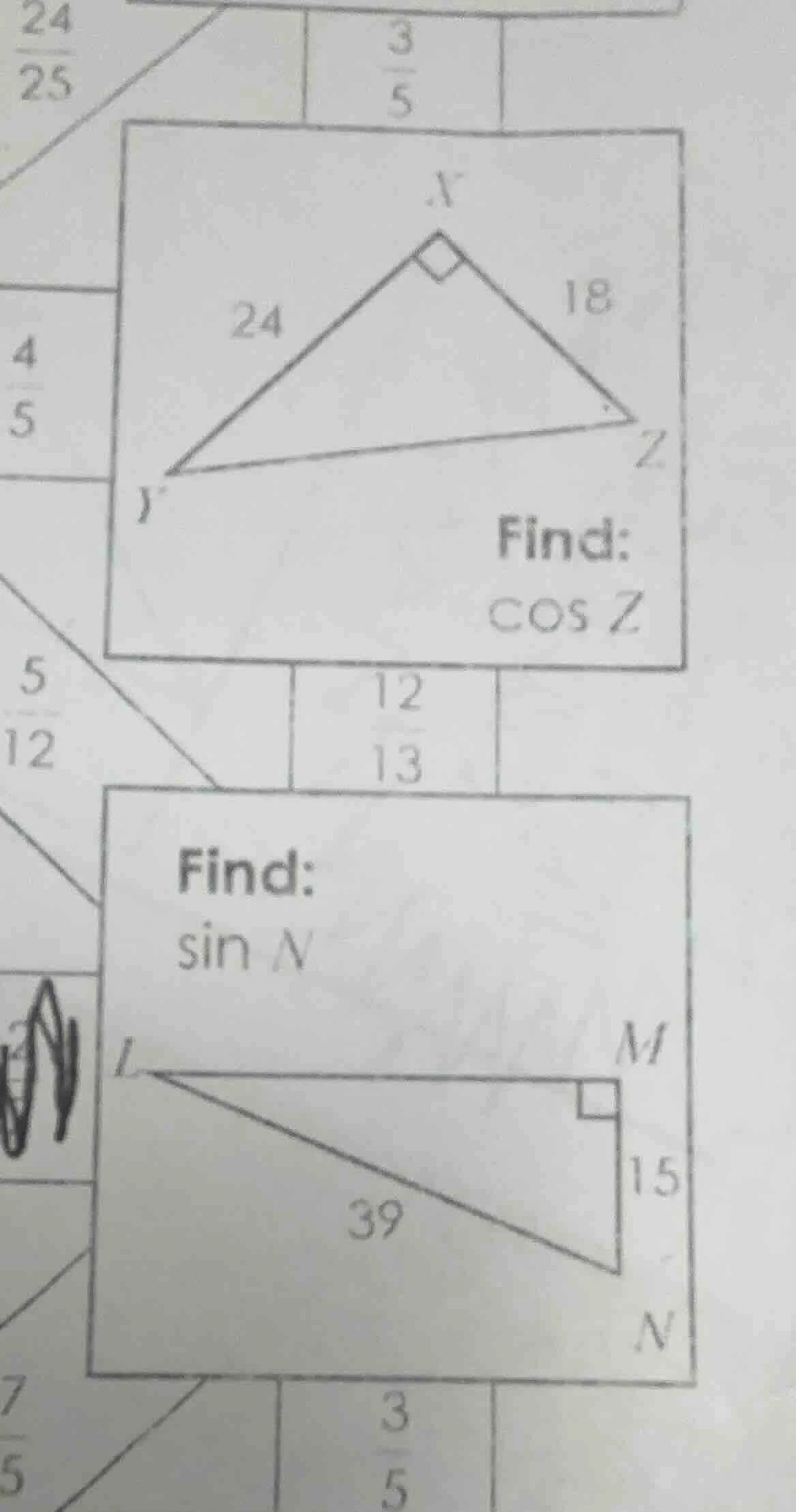 find: \\(\\cos z\\) find: \\(\\sin n\\)