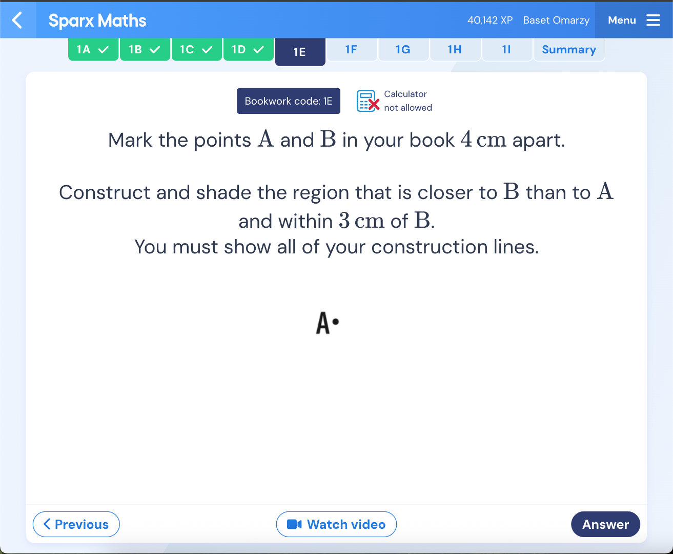 bookwork code: 1e calculator not allowed mark the points a and b in you…