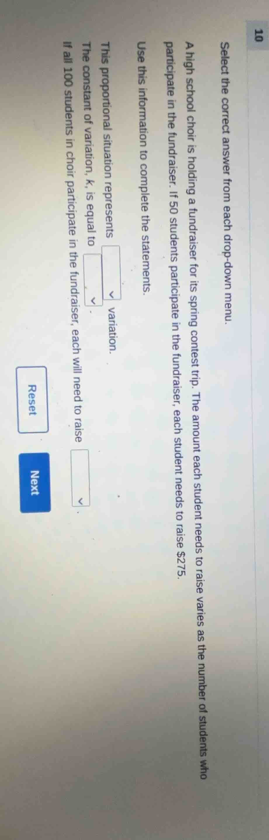 select the correct answer from each drop - down menu. a high school cho…