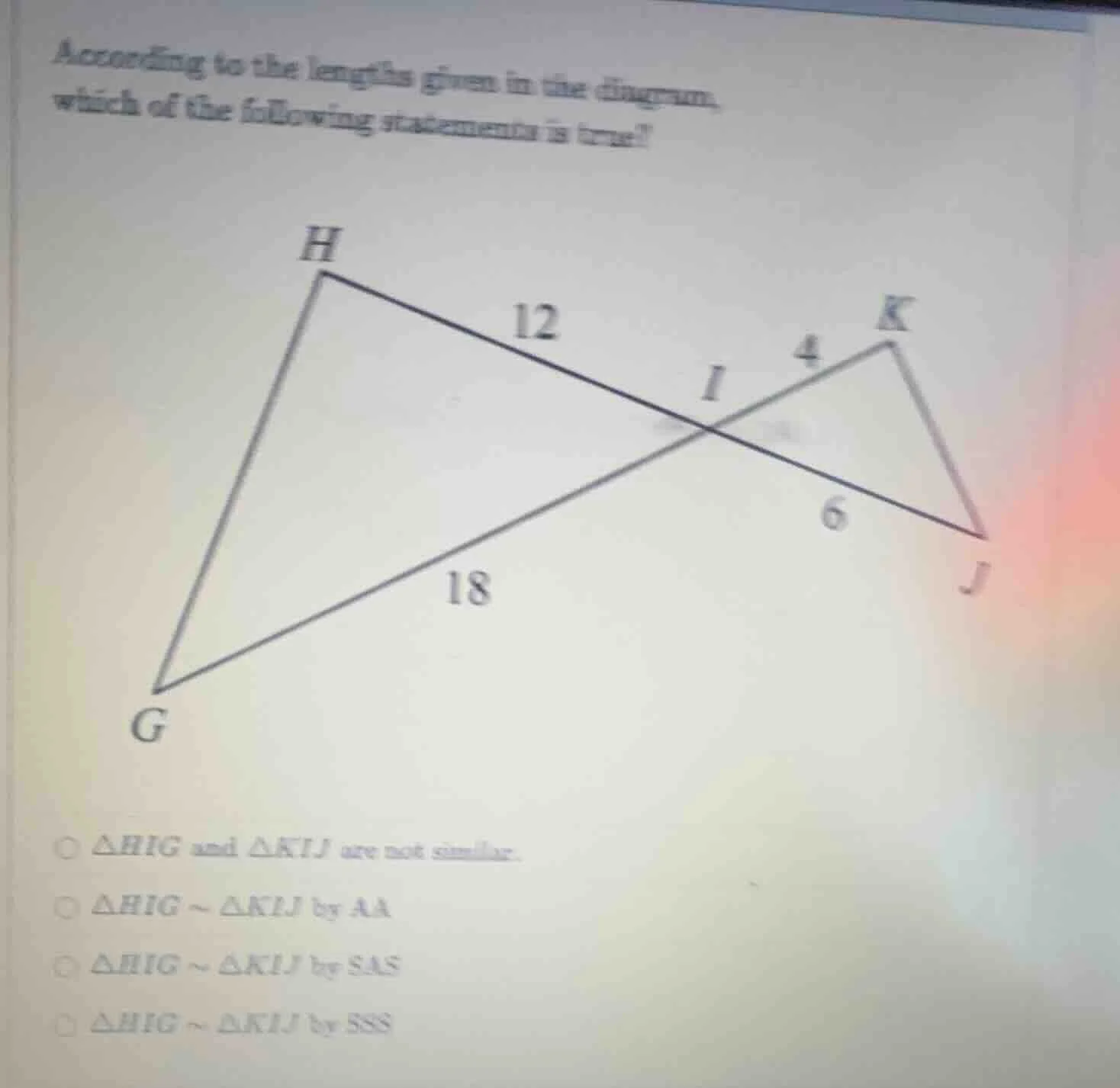 according to the lengths given in the diagram, which of the following s…