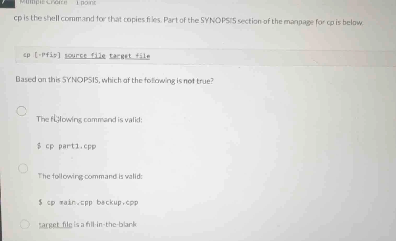 cp is the shell command for that copies files. part of the synopsis sec…