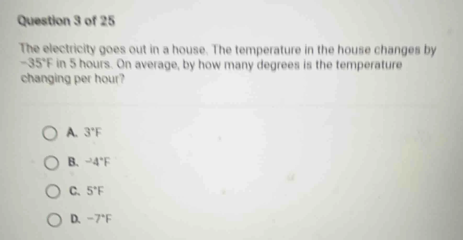 question 3 of 25 the electricity goes out in a house. the temperature i…